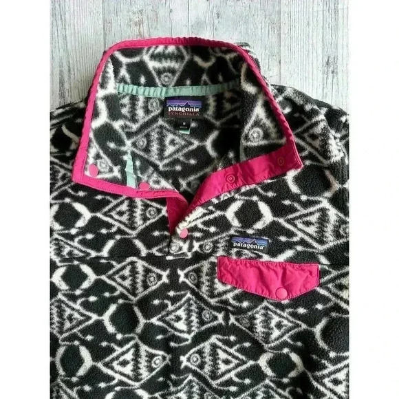 Patagonia Synchilla Fleece Rare Fish Ikat Print Pullover Women’s Size M - Picture 5 of 8
